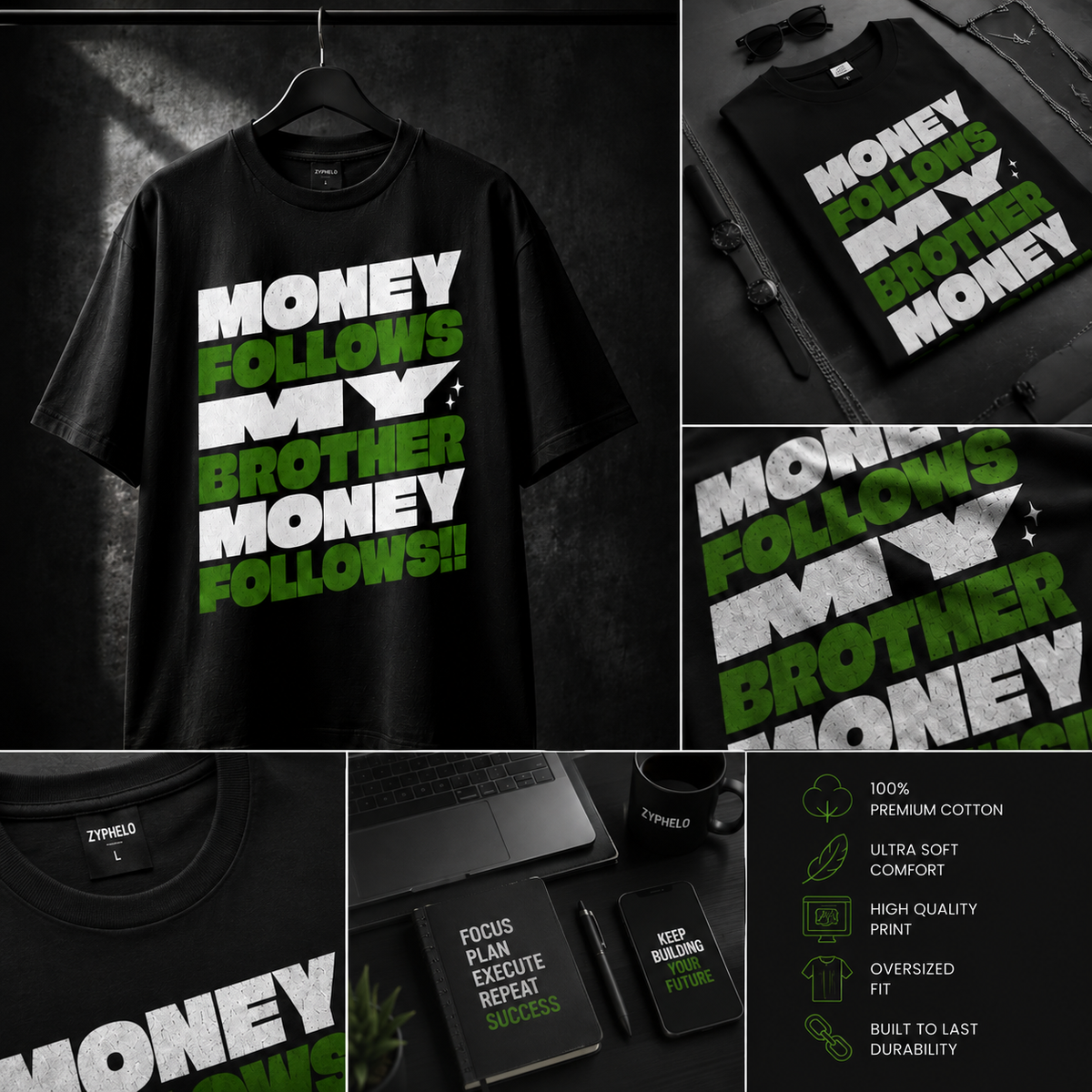 MONEY FOLLOWS! Unisex Standard Crew T-Shirt